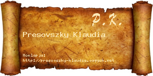Presovszky Klaudia névjegykártya